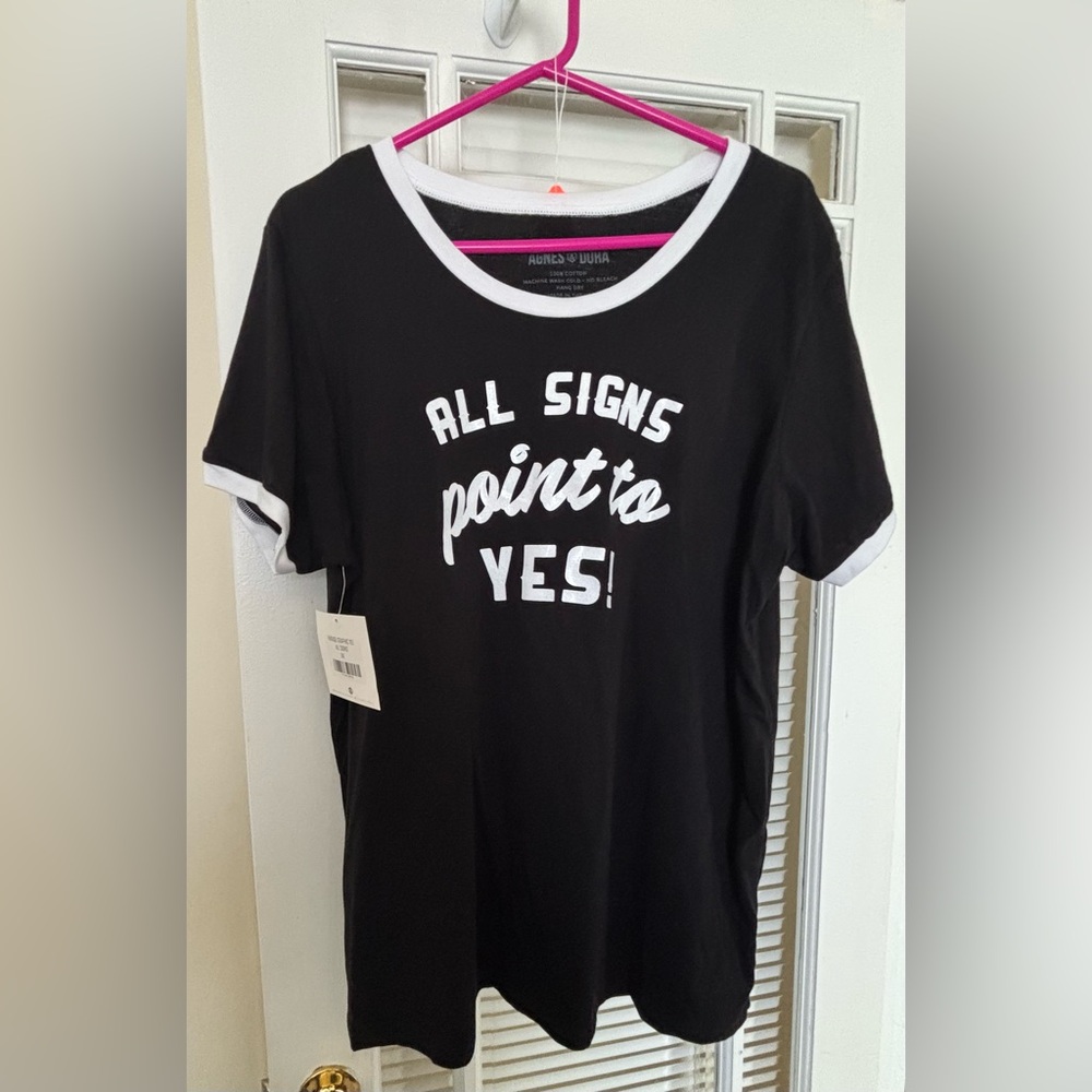 Black Graphic Tee with White Trim-XXL